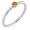 Bague solitaire en argent sterling et citrine naturelle de 3 mm, sertie sur corde.