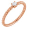 Bague solitaire en or rose 14 carats avec saphir blanc naturel de 3 mm et monture corde
