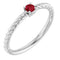 Bague solitaire en argent sterling avec rubis de laboratoire de 3 mm serti sur corde