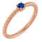 Bague solitaire en or rose 14 carats avec saphir bleu de laboratoire de 3 mm et monture corde