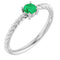 Bague solitaire en platine avec émeraude de laboratoire de 4 mm et monture corde