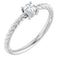 Bague solitaire en platine avec saphir blanc naturel de 4 mm et monture corde