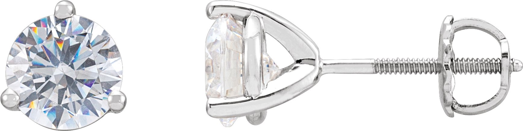 Boucles d'oreilles à clous rondes à 3 griffes