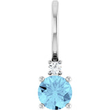 Platinum Natural Aquamarine & .015 CT Natural Diamond Charm/Pendant
