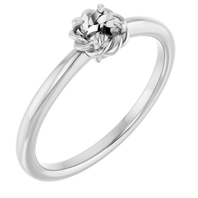 Bague solitaire ronde en argent sterling 4 mm avec monture en corde
