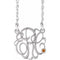 Collier en argent sterling rhodié, 20 mm, monogramme 3 initiales, imitation citrine, 45,7 cm (18 pouces).
