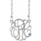 Collier monogramme 3 initiales en imitation aigue-marine blanche 10K 25 mm, 45,7 cm (18 pouces)