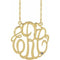 Collier monogramme 3 initiales en zircon bleu imitation or jaune 10K, 25 mm, 45,7 cm (18 pouces)