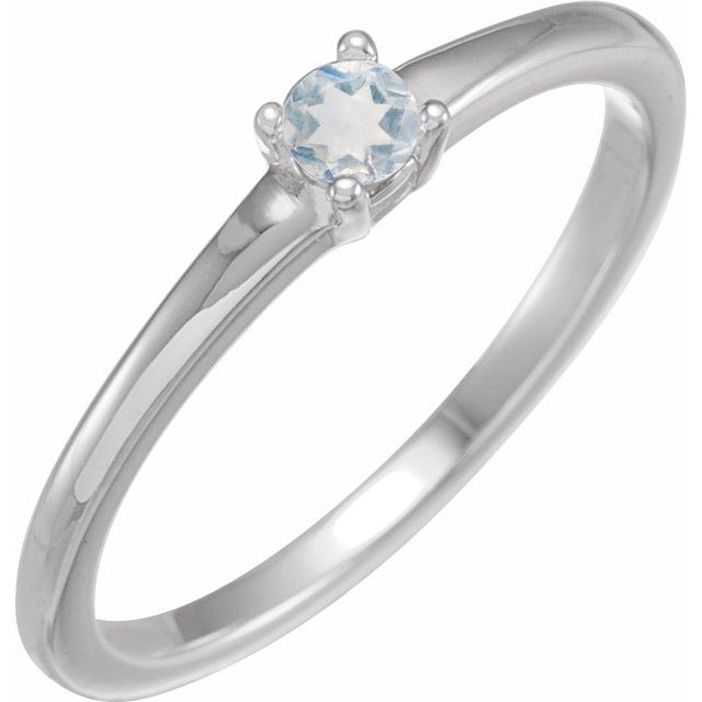 Bague en or blanc 14 carats avec pierre de lune à reflets bleus naturels
