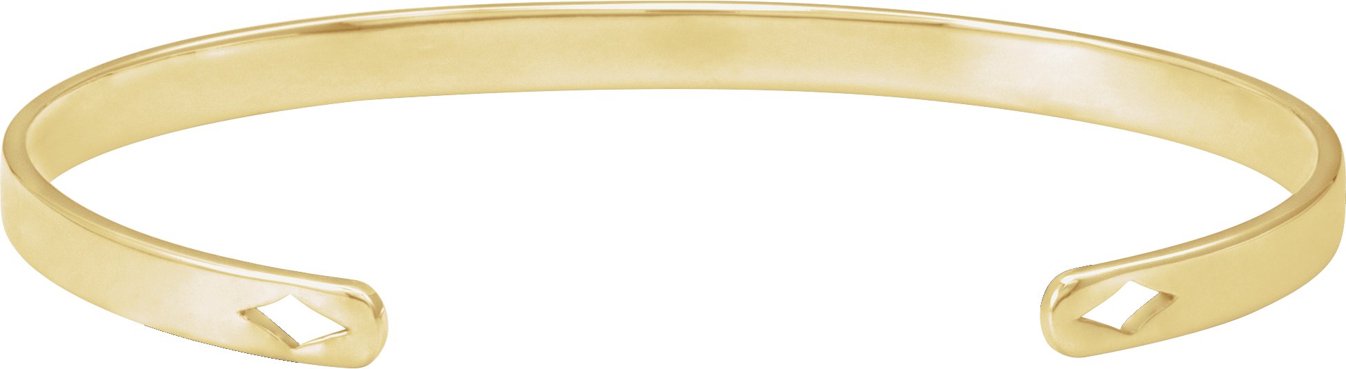 14K Yellow Gold Engravable Diamond Pierced Cuff 7" Bracelet
