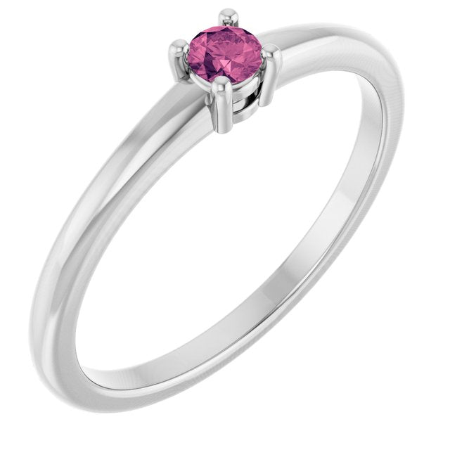 Bague en platine et tourmaline rose naturelle