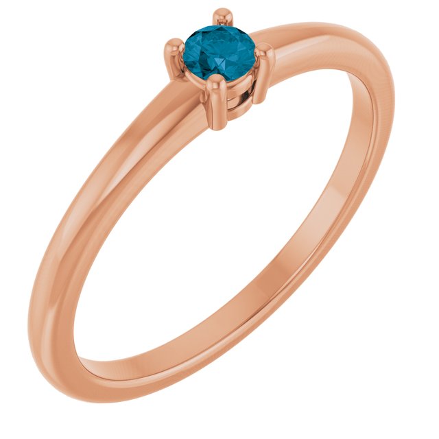 Bague en or rose 14 carats avec topaze bleue naturelle de Londres