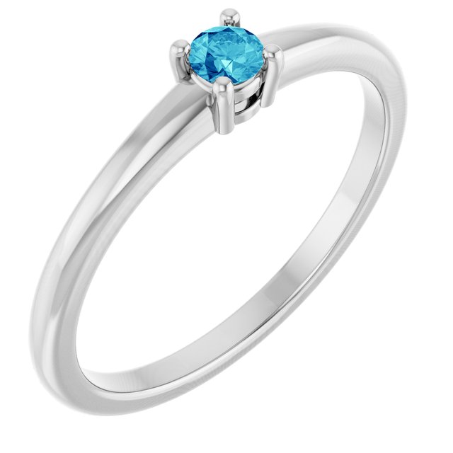 Bague en argent sterling et zircon bleu naturel