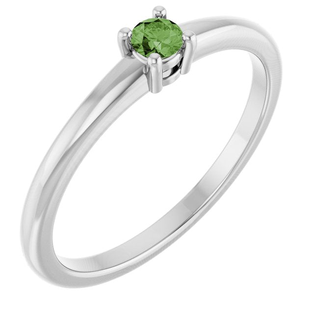 Bague en argent sterling et saphir vert naturel