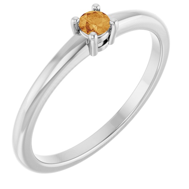 Bague en citrine naturelle blanche 14 carats