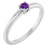 Bague en platine et améthyste naturelle