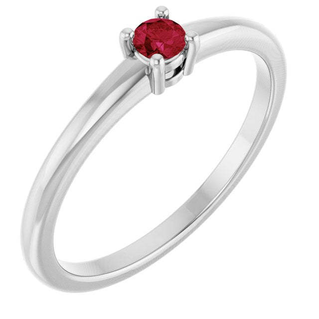 Bague en platine et rubis naturel