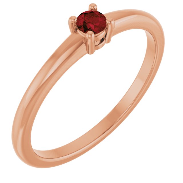 Bague en or rose 14 carats et grenat naturel du Mozambique