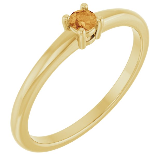 Bague en citrine naturelle jaune 14 carats