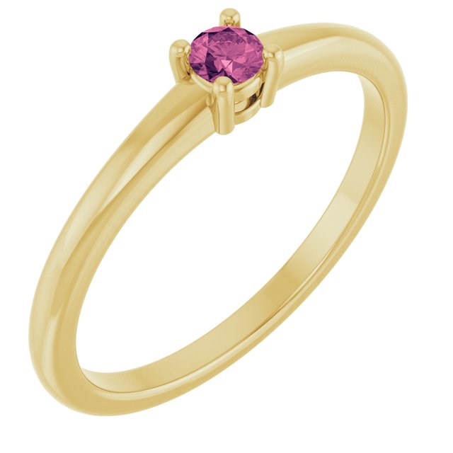 Bague en or jaune 14 carats et tourmaline rose naturelle