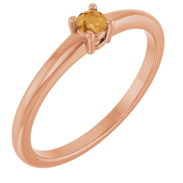 Bague en or rose 14 carats avec citrine naturelle