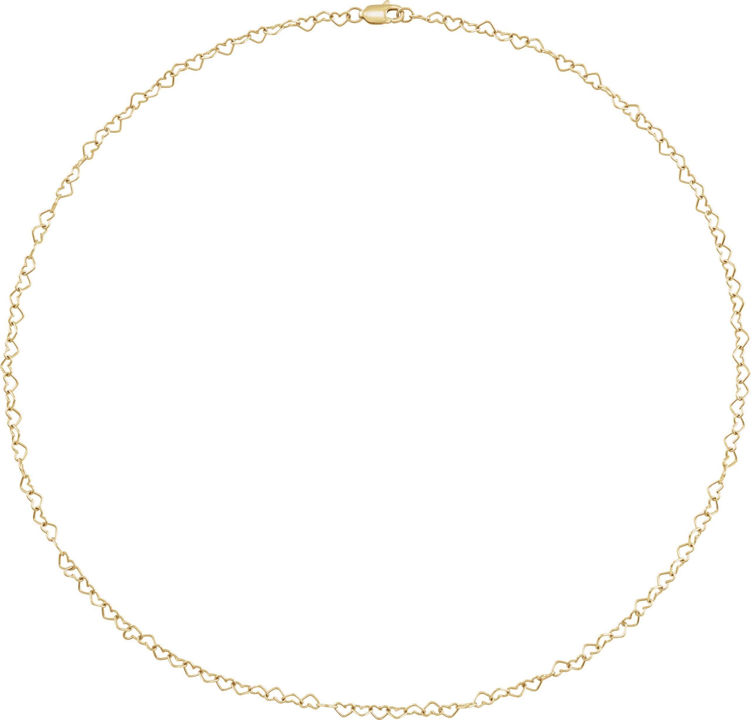 14K Yellow Gold 3.2 mm Heart Cable 7" Chain
