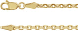14K Yellow Gold 2.5 mm Diamond-Cut Cable 7" Chain