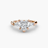 Bague trois pierres (pierres latérales baguette)