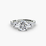 Bague trois pierres avec anneau pavé 4
