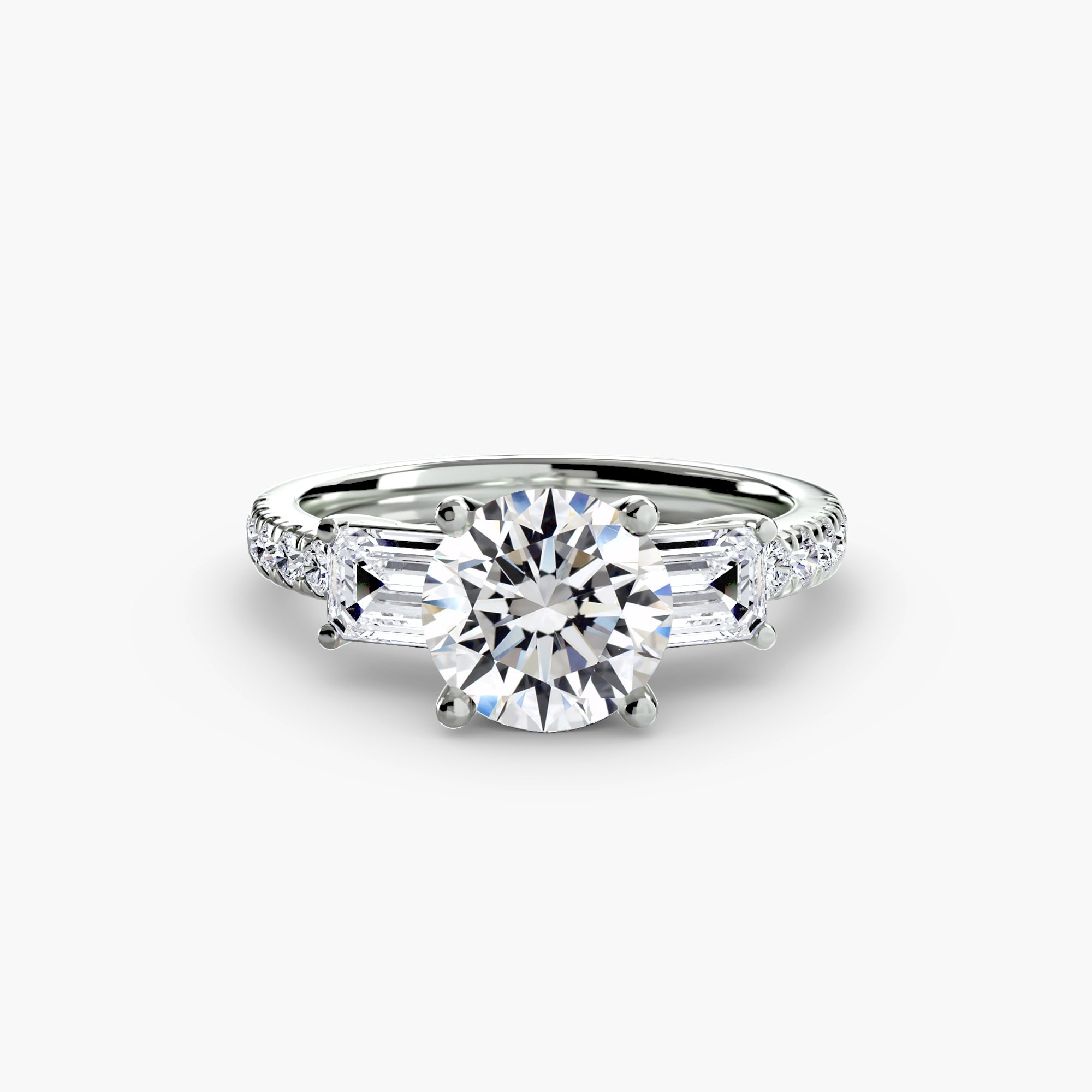 Bague trois pierres avec anneau pavé 4