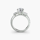 Bague trois pierres avec anneau pavé 4