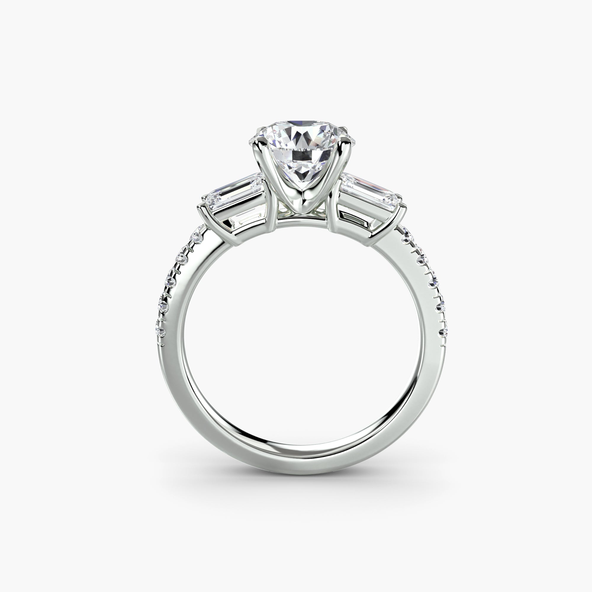 Bague trois pierres avec anneau pavé 4