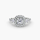 Bague trois pierres avec halo 2