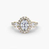 Bague trois pierres avec halo 2