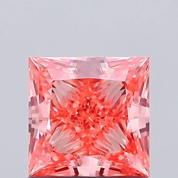 1.06ct Princess Lab Grown Diamond (Colour Fancy Vivid Orangey Pink, Clarity VVS2, IGI Certified)