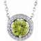 Collier de 40 cm (16 pouces) en argent sterling, serti d'un péridot d'imitation et de diamants naturels (0,05 carat au total).