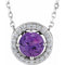 Collier de style halo en or 14 carats avec améthyste blanche naturelle et diamants naturels (0,05 carat au total), 40,6 cm (16 pouces).