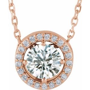 Collier en or rose 14 carats serti de diamants naturels (0,5 carat au total), 40 cm (16 pouces).
