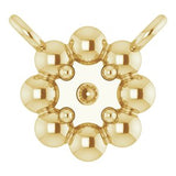 Collier pour enfant avec perles rondes en or jaune 14 carats de 2 mm, serti au centre