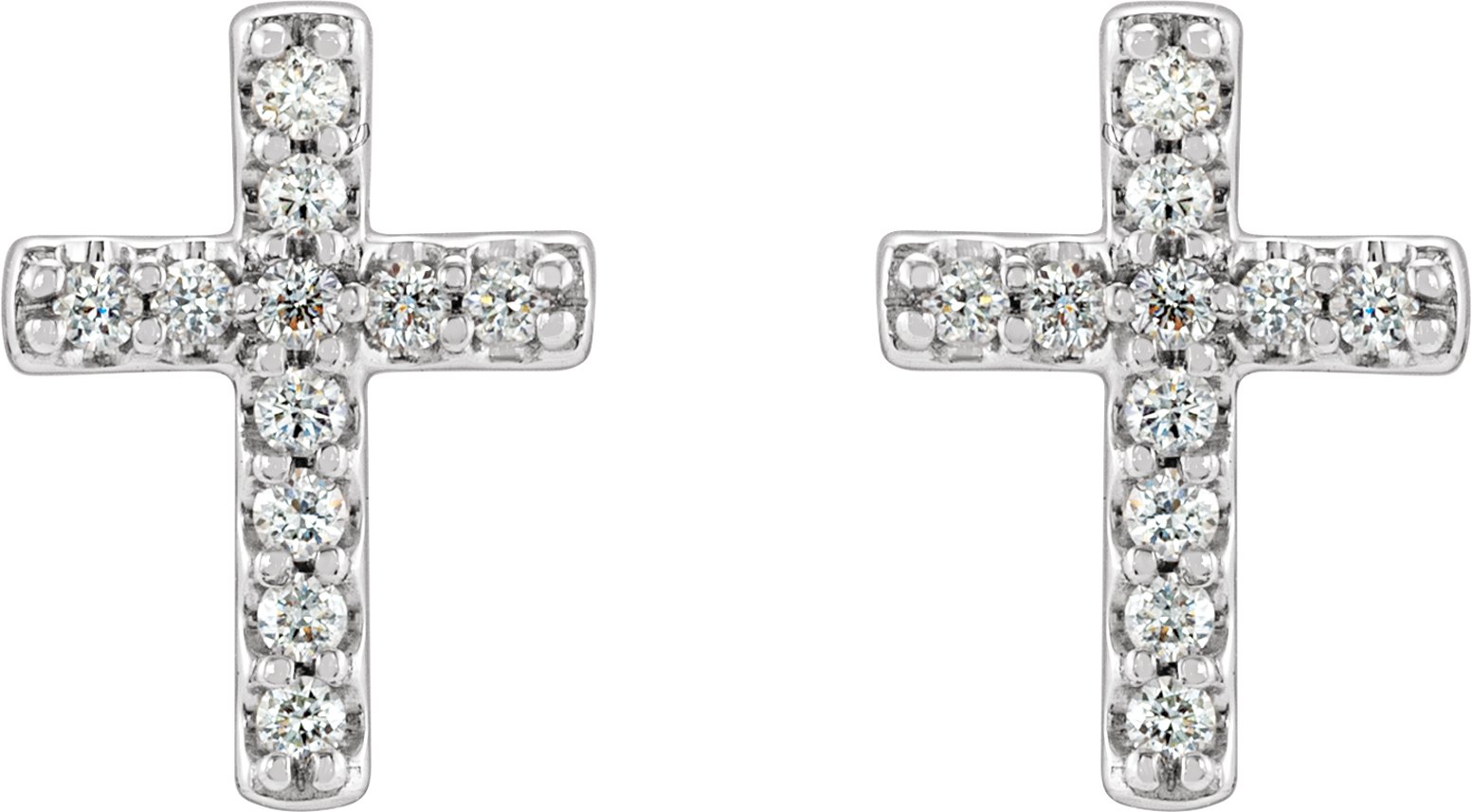 14K White Gold .08 CTW Natural Diamond Cross Earrings