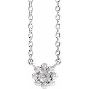 Collier pour enfant de 40 cm (16 pouces) avec perles rondes blanches 14 carats de 2 mm