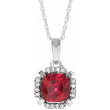 Collier de 45,7 cm (18 pouces) en or 14 carats, orné d'un rubis blanc de laboratoire et de diamants naturels (0,04 carat au total).