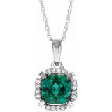 Collier de 45,7 cm (18 pouces) en or 14 carats, orné d'une émeraude blanche de laboratoire et de diamants naturels (0,04 carat au total).
