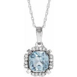 Collier de 45,7 cm (18 pouces) en or blanc 14 carats, topaze bleu ciel naturelle et diamants naturels (0,04 carat au total).