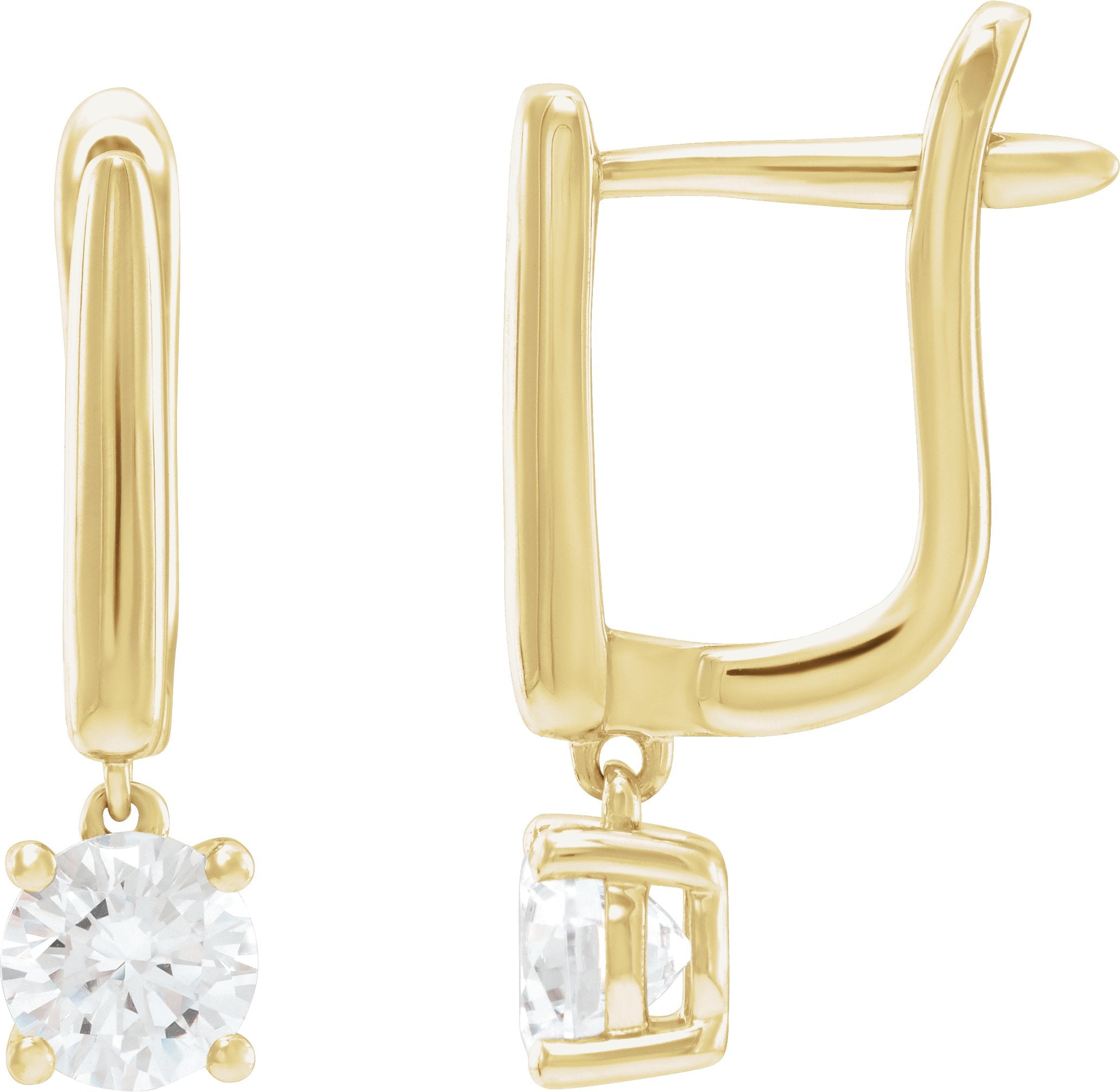 14K Yellow Gold 1 CTW Lab-Grown Diamond Lever Back Earrings