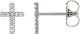 14K White Gold .05 CTW Natural Diamond Cross Earrings