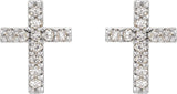 14K White Gold .05 CTW Natural Diamond Cross Earrings