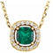 Collier de 40 cm (16 pouces) en or 14 carats, orné d'une émeraude de laboratoire jaune et de diamants naturels (0,05 carat au total).