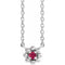 Collier pour enfant de 40 cm (16 pouces) en argent sterling et rubis de laboratoire