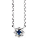 Collier pour enfant de 40 cm (16 pouces) en or blanc 14 carats et saphirs bleus de laboratoire.